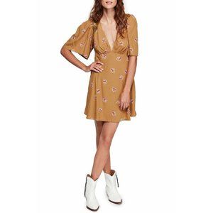 Free People $128 Embroidered Plunging-V-Neck Dress